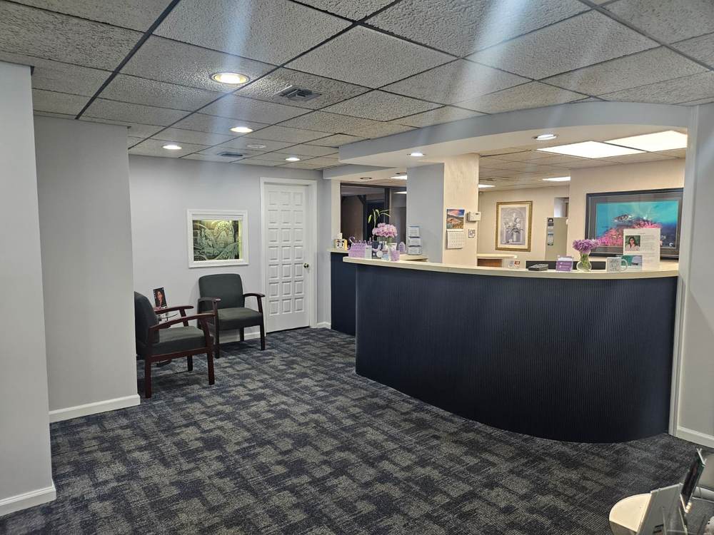 Reception desk at Carey Family Dentistry
